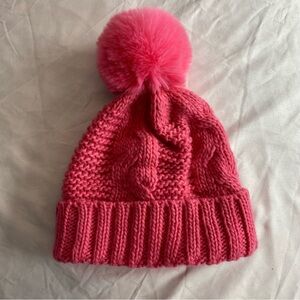 Cozy Pink Knit Pom-Pom Beanie